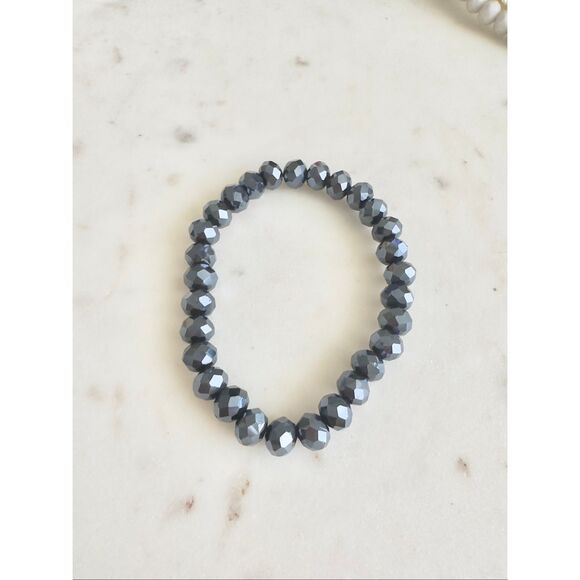 Gunmetal sparkly bead stretch bracelet - Picture 1 of 2